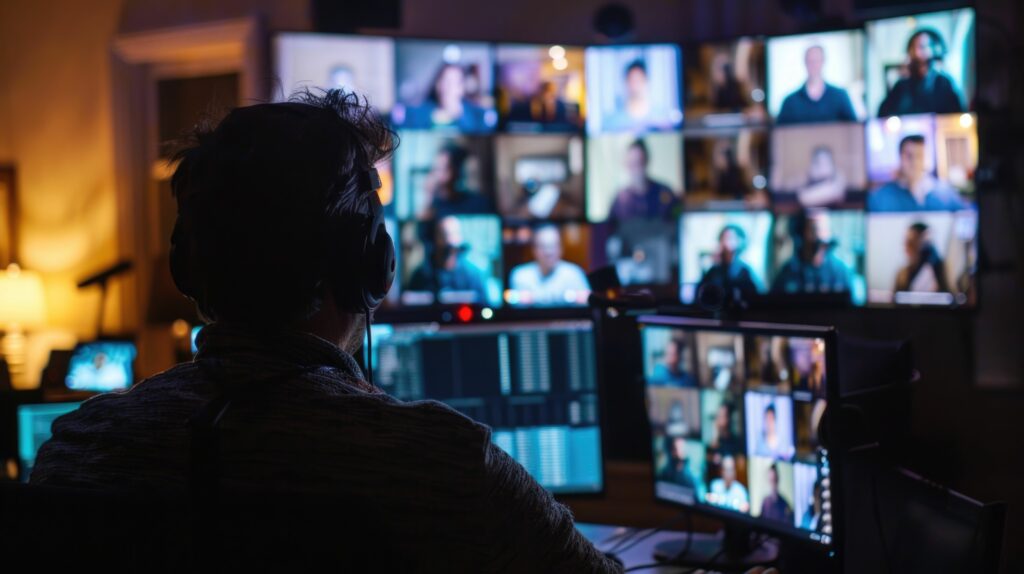 Livestreamed Remote Worship Service Connecting Congregants at Home During Digital Church or Religious Service Broadcast via Video Conference Platform or Streaming Application